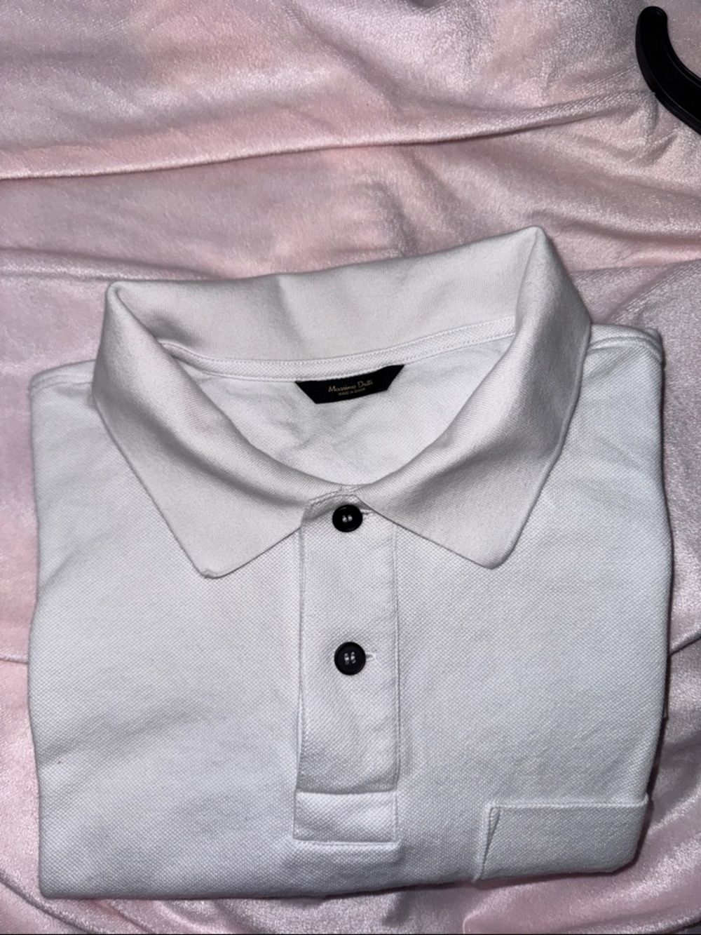 Massimo Dutti White Polo with Dark Contrast Buttons
